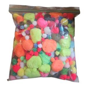 Gallon Bag Of Assorted Pompoms For Crafting Various Sizes